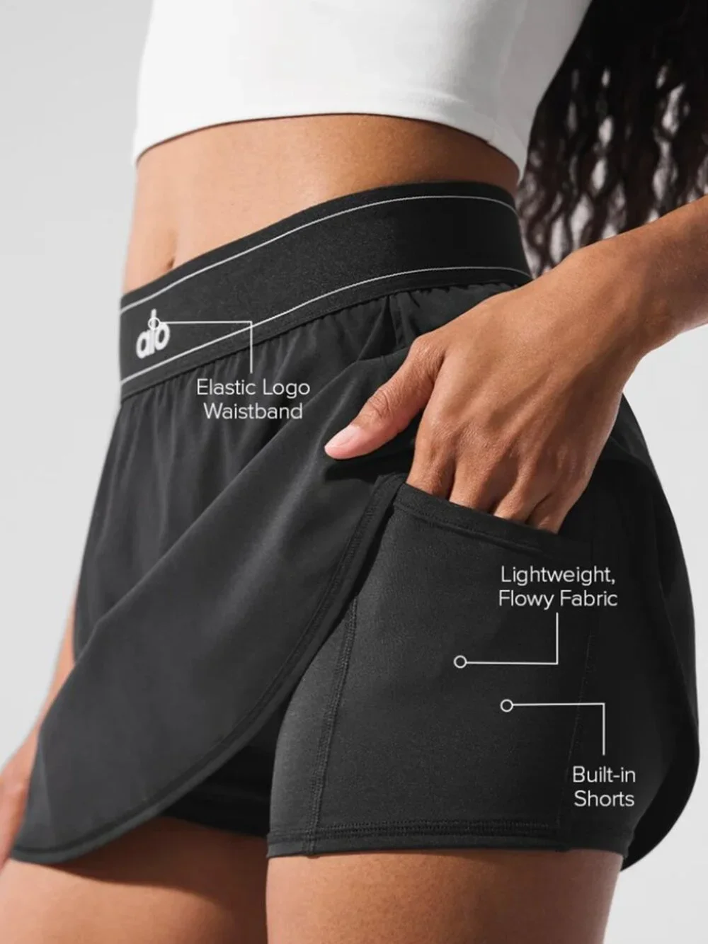 🤹‍♀️ALO NWT Match Point Black Mini Tennis Skirt🏌️Sporty Everyday Style